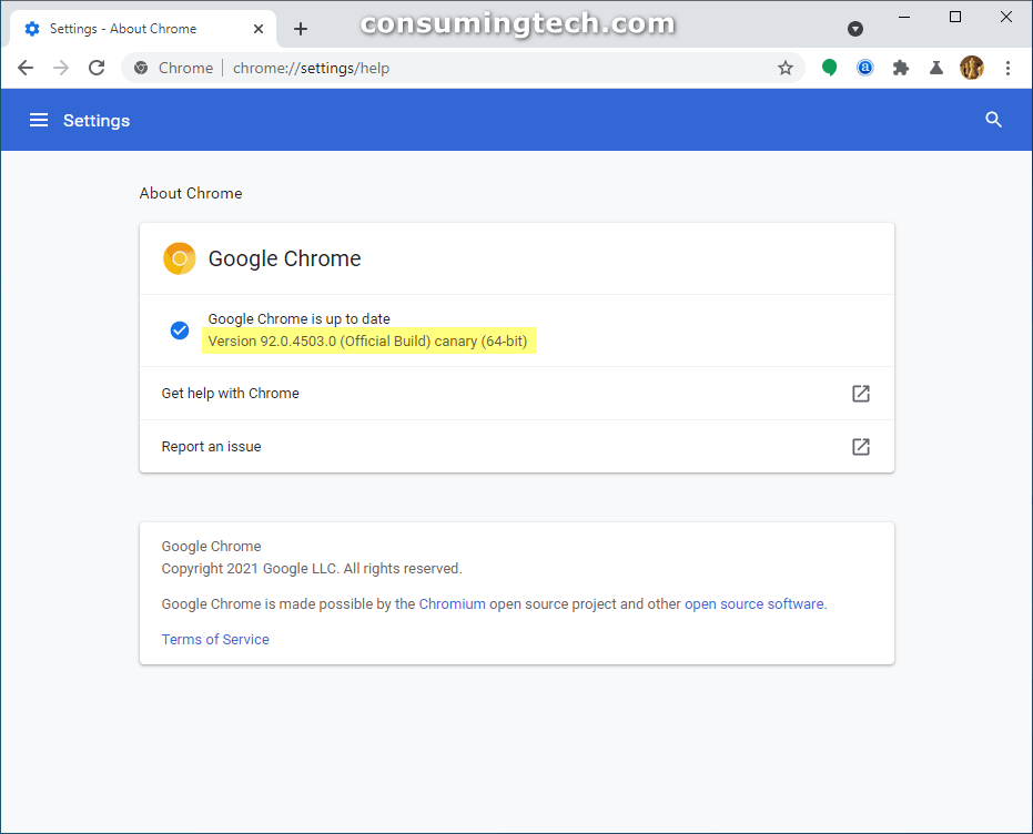 Google Chrome Canary 92.0.4503.0
