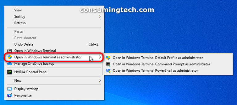 windows terminal open as admin
