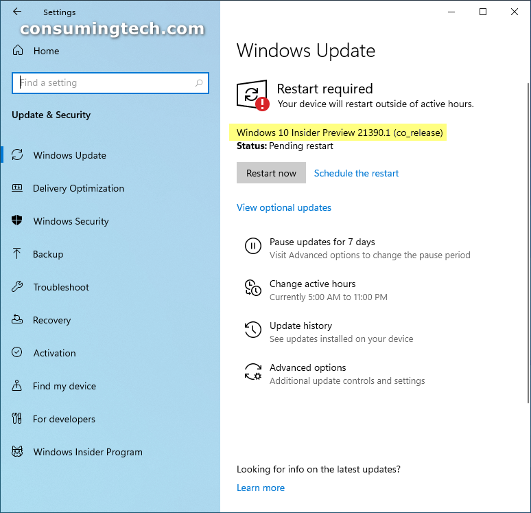 Windows 10 Insider Preview 21390.1