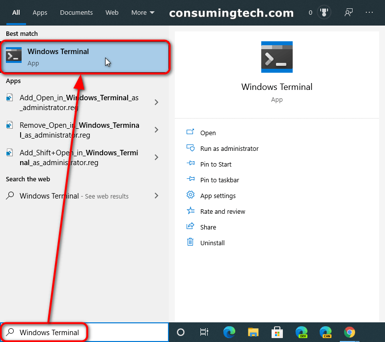 Windows 10 Search: Windows Terminal app