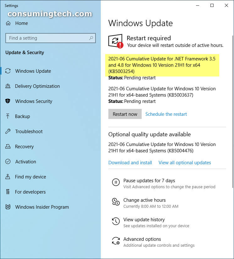 KB5003254: Windows 10 Version 21H1