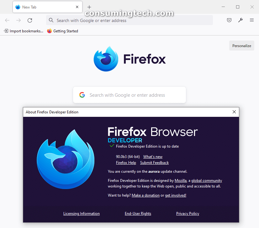 Firefox 90.0b3