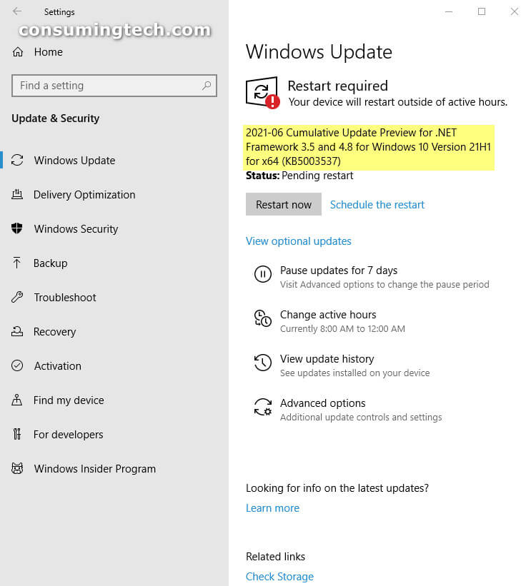 KB5003537: Cumulative Update Windows 10 Version 21H1