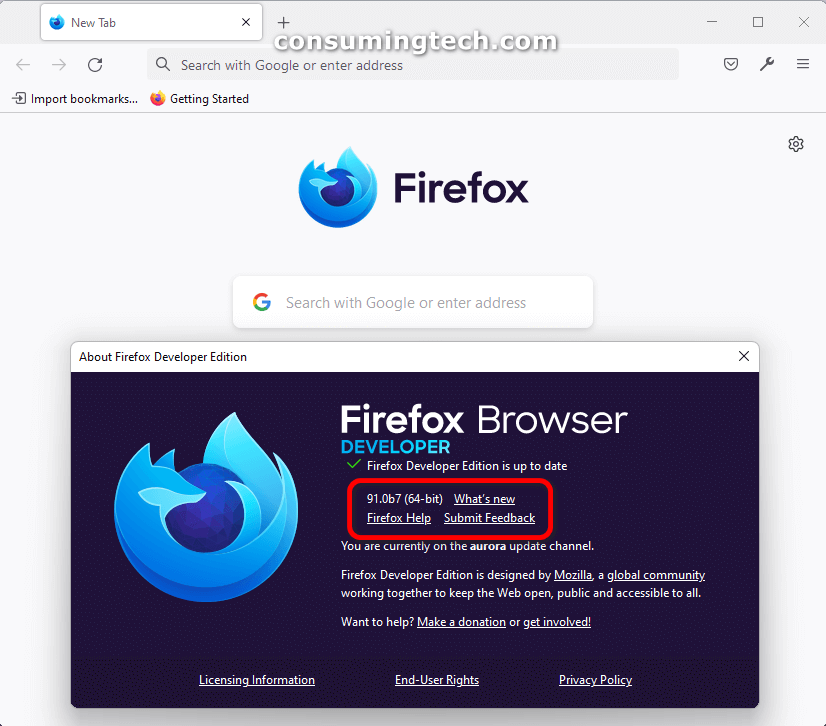 Firefox 91.0b7
