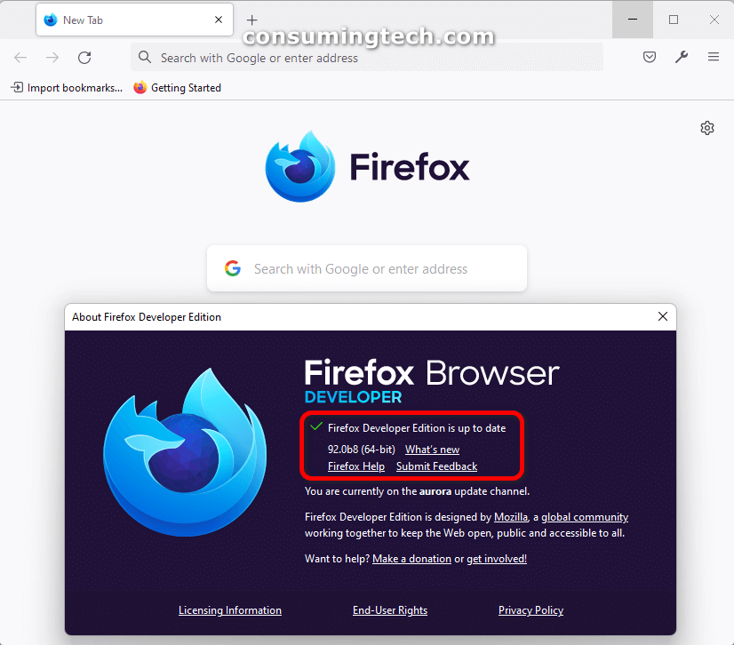 Firefox 92.0b8