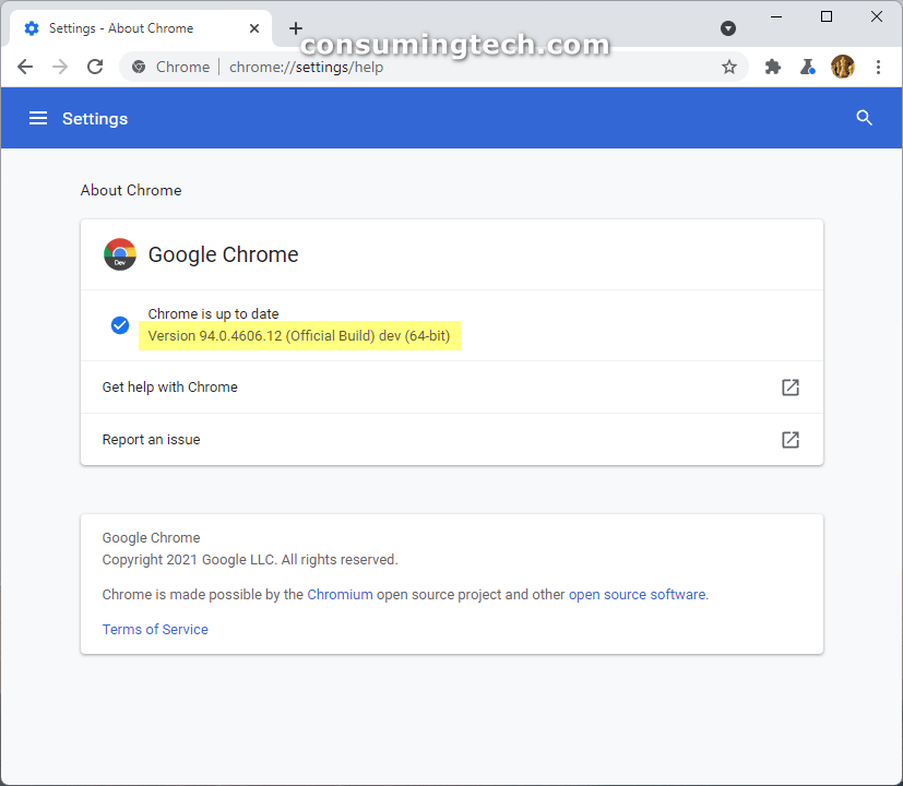 Chrome Dev 94.0.4606.12