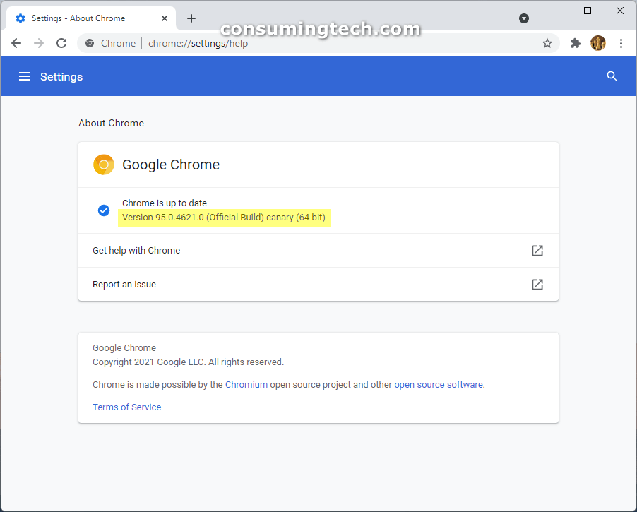 Chrome Canary 95.0.4621.0