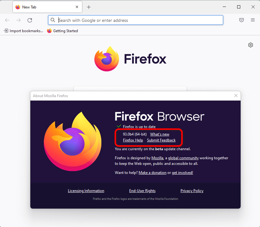 Firefox Beta 93.0b4