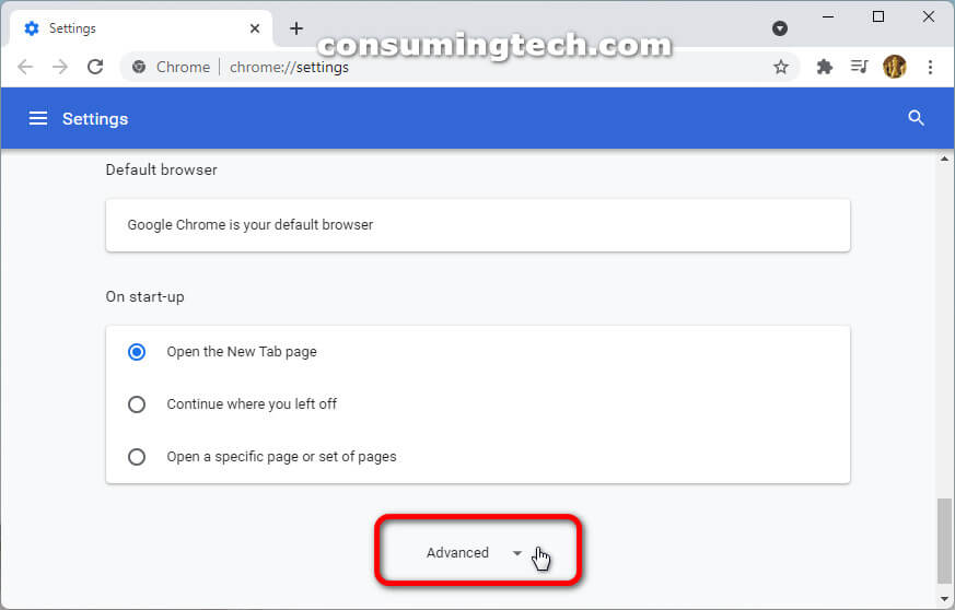 Google Chrome 94: Advanced settings