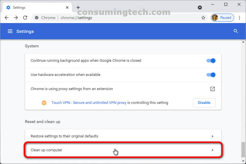 Google Chrome 94: Clean up computer
