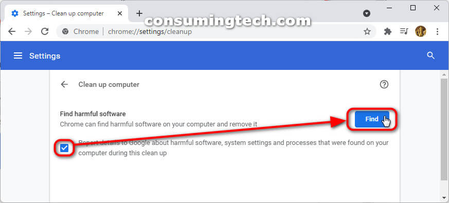 Google Chrome 94: Find harmful software