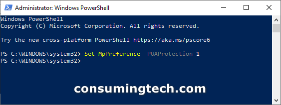 Windows PowerShell: PUA Protection 1