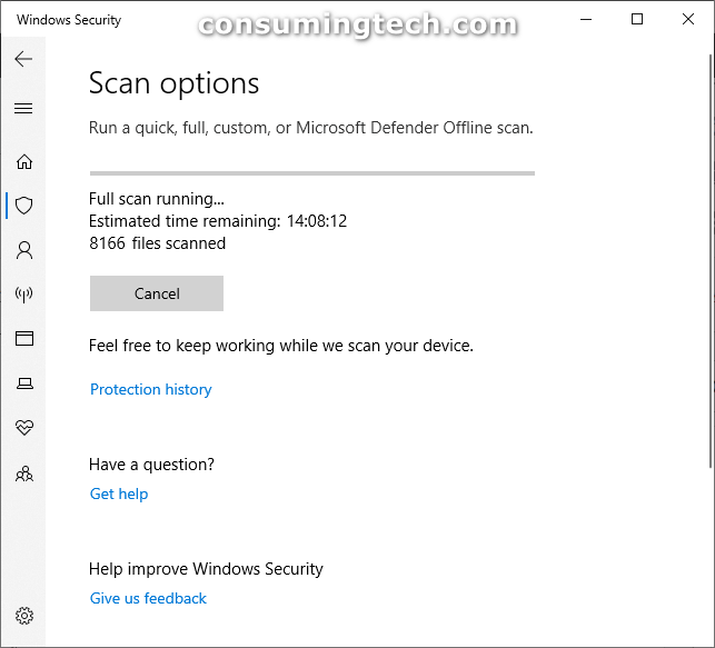 Windows Security: Full scan running