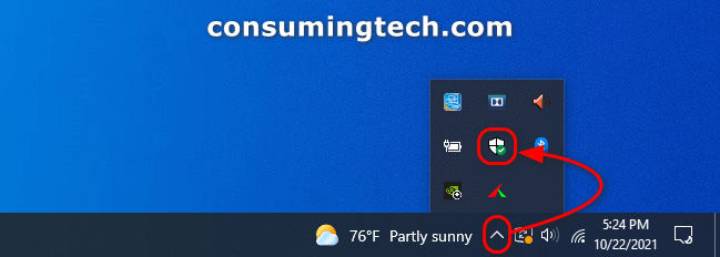 Windows Security icon in the Notification Area