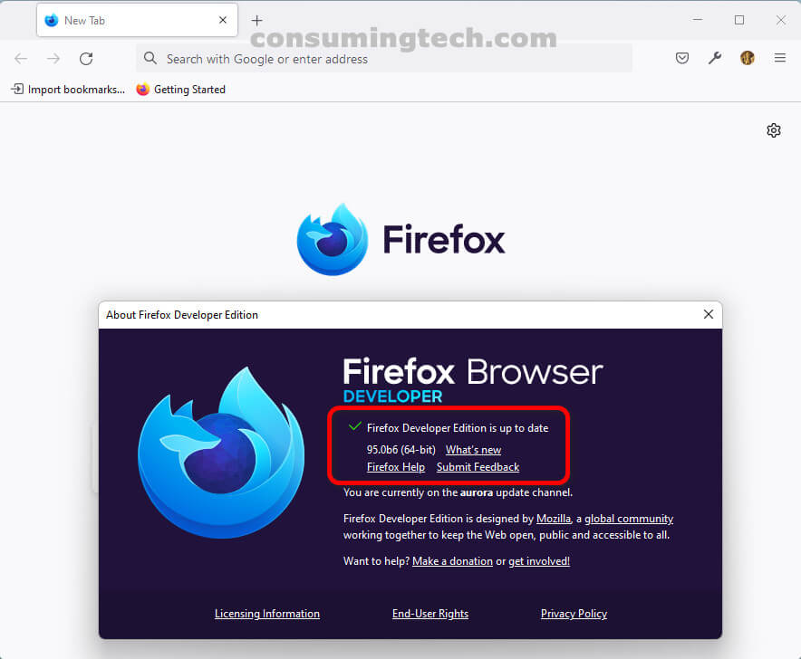 Firefox Dev 95.0b6