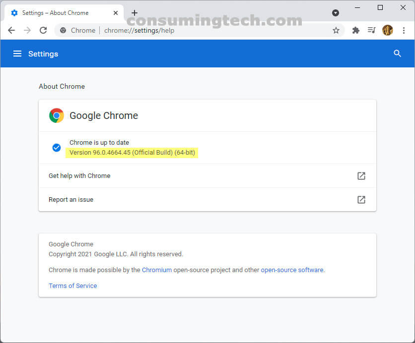 Chrome Stable 96.0.4664.45