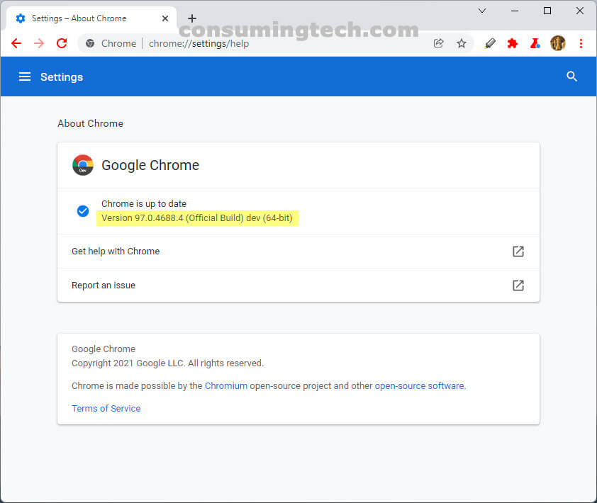Chrome Dev 97.0.4688.4