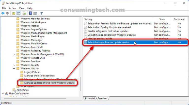 Specify Target Feature Update Version in Windows 11 - ConsumingTech