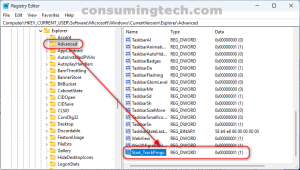 Windows 11: Registry Editor > Start_TrackProgs reg DWORD