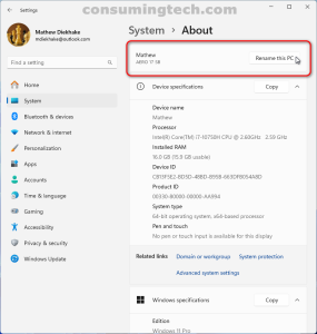 Windows 11: System > About > Rename this PC