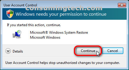 Windows Vista\User Account Control\Continue