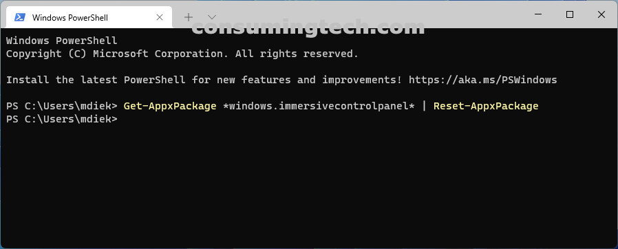 Windows 11 Windows Terminal: Reset AppxPackage