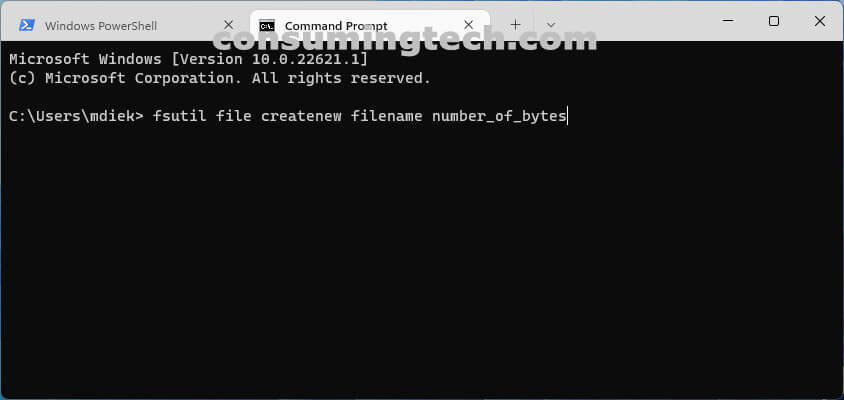 Windows Terminal\Command Prompt\fsutil