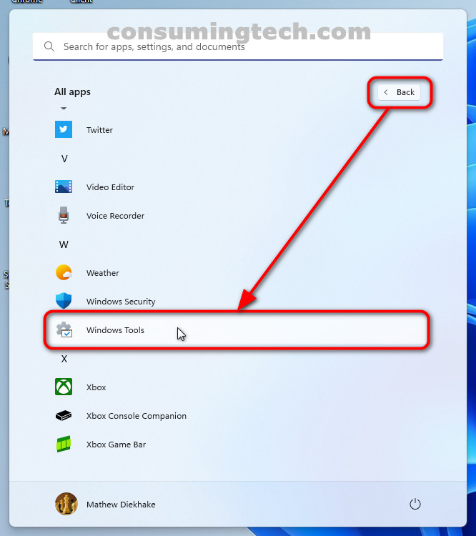 Windows 11: Start menu > All Apps > Windows Tools