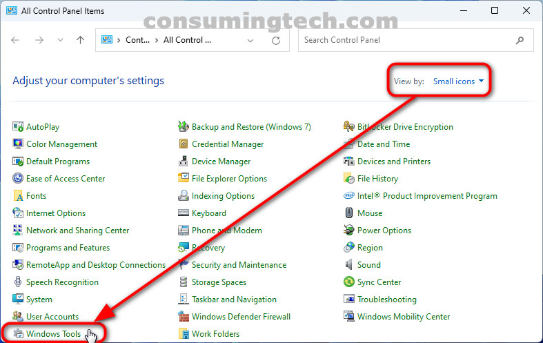 Windows 11: Control Panel > small icons view > Windows Tools