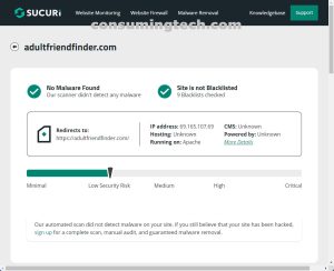 AdultFriendFinder Sucuri results