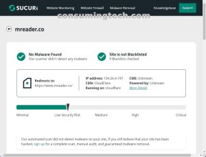 Mreader.co Sucuri results