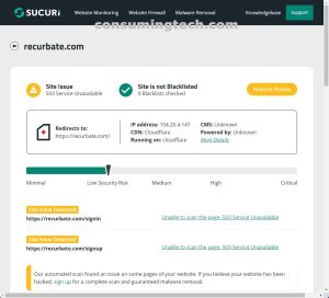 Recurbate Sucuri results