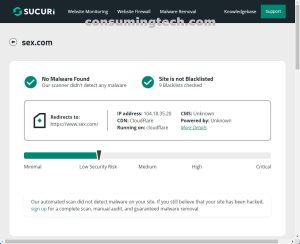 Sex.com Sucuri results