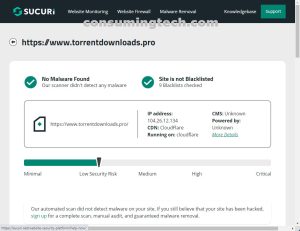 TorrentDownloads Sucuri results