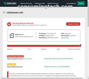 cityheaven.net Sucuri results