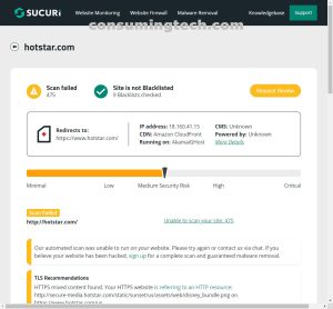 Hotstar.com Sucuri results