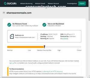 Sharewareonsale.com Sucuri results