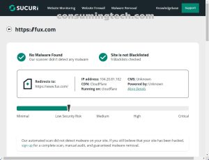Fux.com Sucuri results