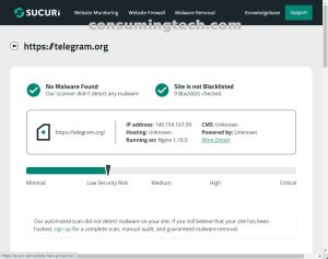 Telegram.org Sucuri results