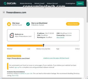 FreeArabSexx.com Sucuri scan results