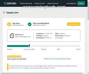 Kayak.com Sucuri results