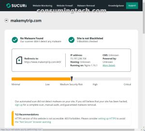 MakeMyTrip.com Sucuri results