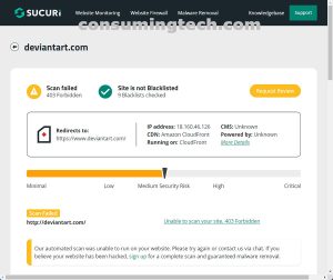 DeviantArt.com Sucuri results