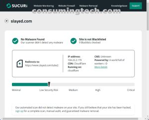 Slayed.com Sucuri results