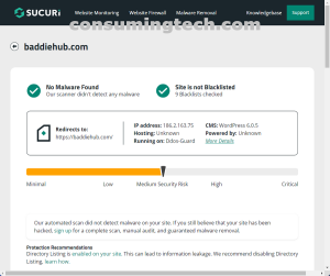 baddiehub.com Sucuri results