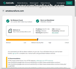 amateurallure.com Sucuri results