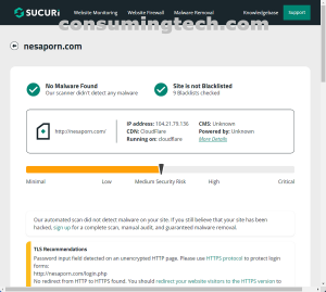 nesaporn.com Sucuri results