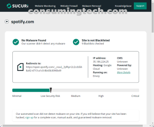 spotify.com Sucuri results