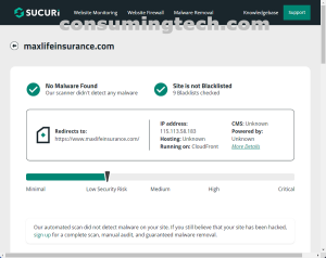maxlifeinsurance.com Sucuri results