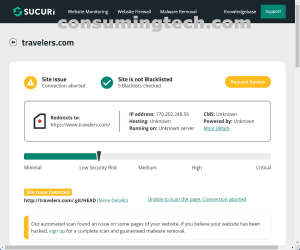 travelers.com Sucuri results